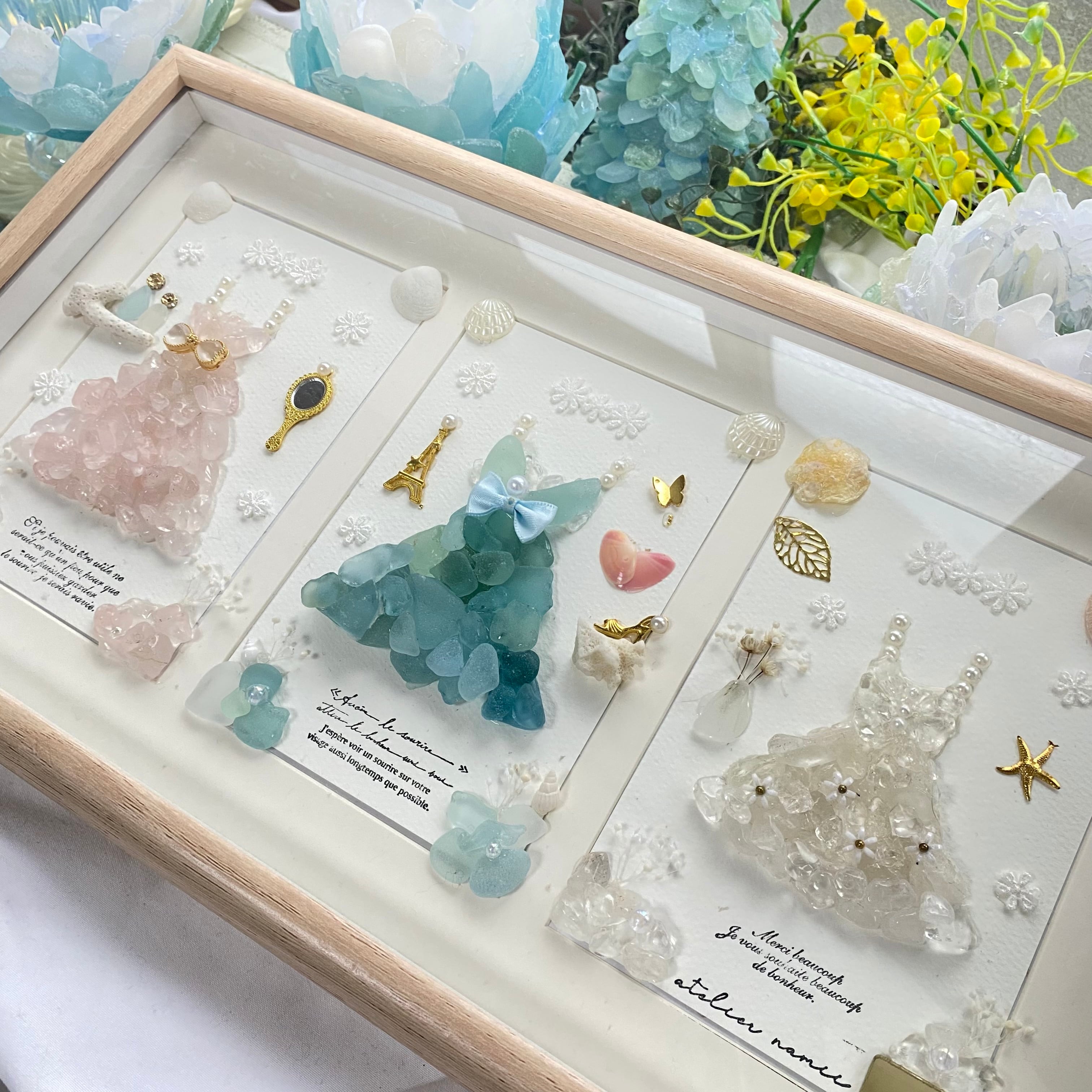 【特大サイズ】"シーグラス/ローズクォーツ/水晶のドレスコレクション"