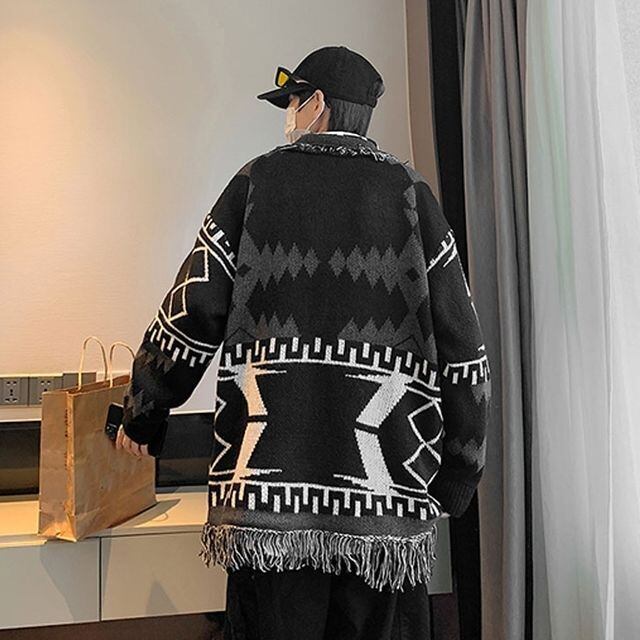 SALE【オルテガ柄モールヤーンカーディガン ネイティブ/BLK/M】 送料無料\"カーディガン メンズ ブランド ボーダー フェザーヤーン 大人 カジュアル おしゃれ 大きいサイズ シンプル ニット トップス アウター  ブラック 黒 グリーン M L XL 韓国 K-1 皇治 RAZZ ラズ 20代 30代 40代 \" SALE | SILVER BULLET