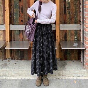 floral tiered long skirt　J00195