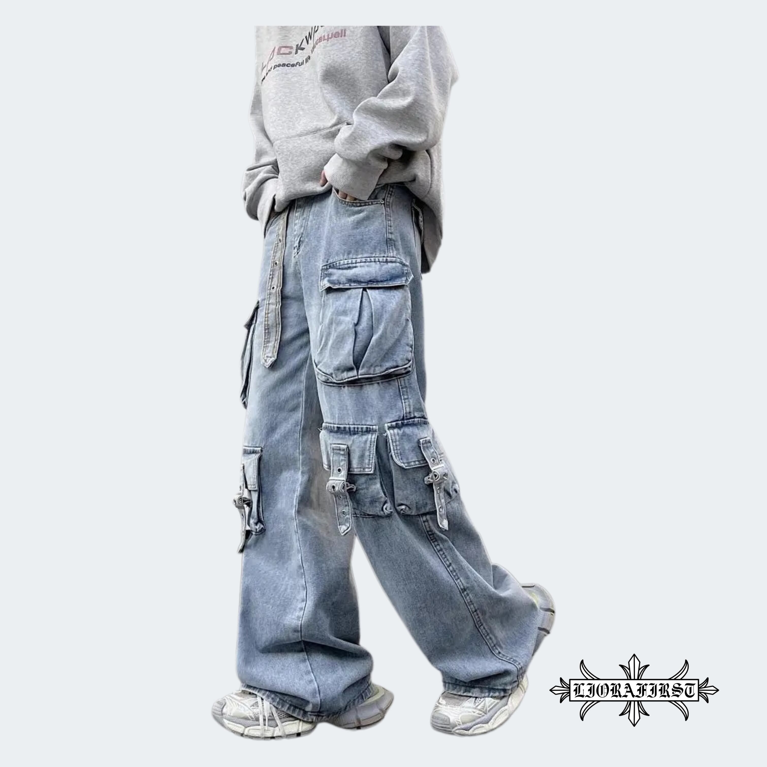 LIORA】street industrial jeans BLACK&BLUE | LIORAFIRST
