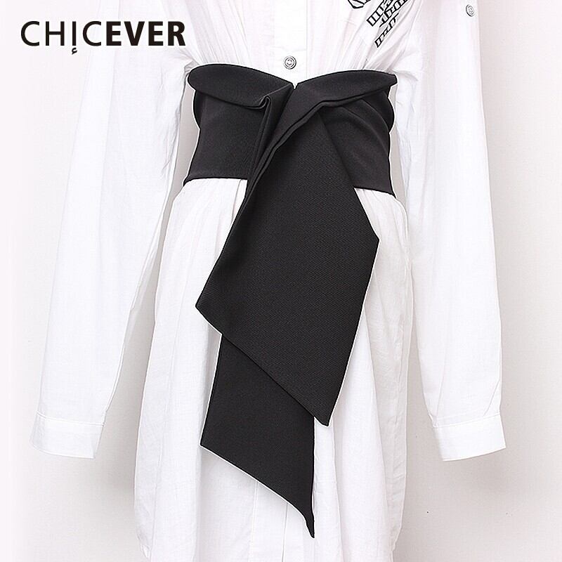 CHICEVERサマーソリッドパッチワークダークバックルエラスティックウエストワイドベルトレディースドレープベルト2020タイド 伸縮 夏物 ハーネス ソリッドカラー 6base596653837424