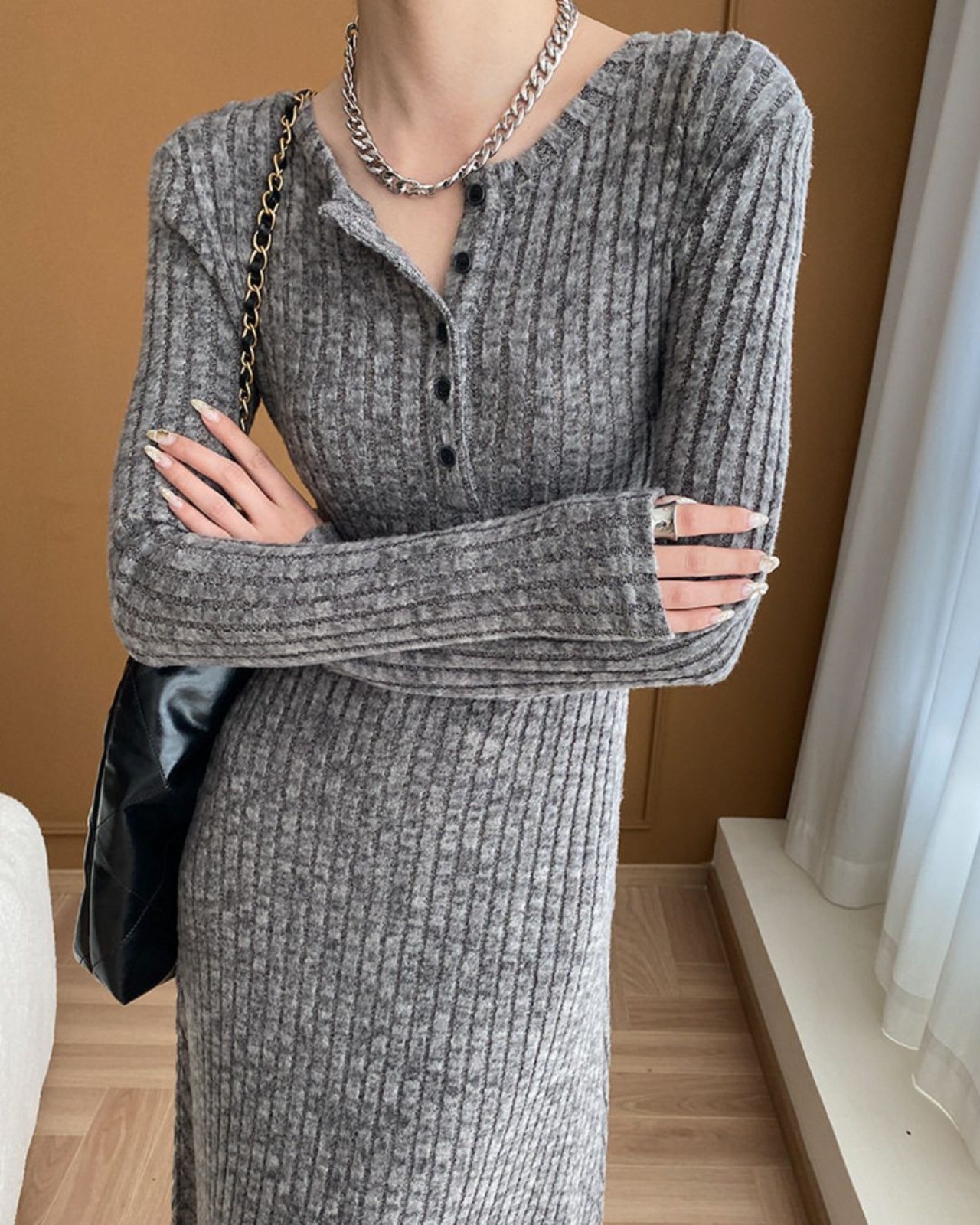 ボタンフロントワンピース A0899 - 9