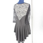【美品 社交ダンス衣装】トップス Mサイズ leirena レイリーナ 黒 ブラック シック 花柄 レース かわいい シック 可愛い 上品