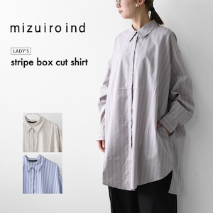 mizuiro ind [ミズイロ インド] stripe box cut shirt [3-230145] ストライプ ボックス カットシャツ・レギュラーカラー・ワイドシルエット・ゆったりシルエット・LADY'S [2026AW]