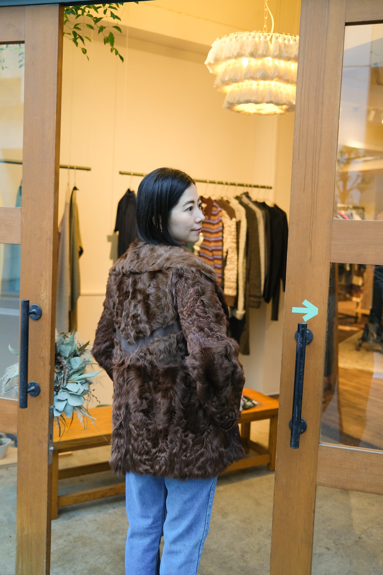 【送料無料】80's-90's lamb fur leather jacket