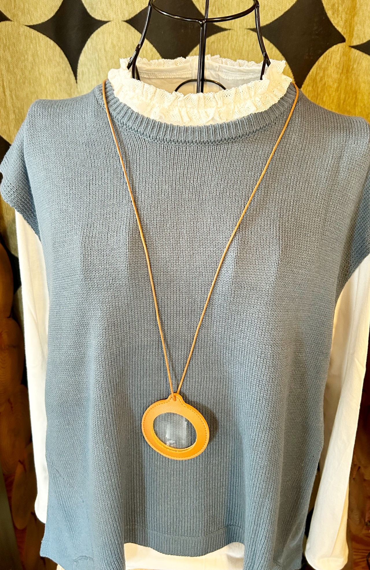 コットン衿レース付カットソー