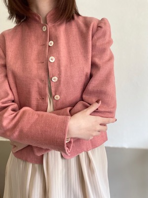 Vintage Pink Stand Collar Jacket / made in USA