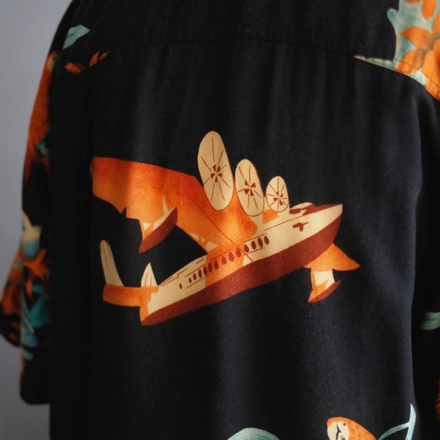 good coloring bird and botanical pattern loose h/s shirt