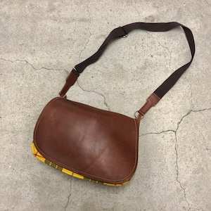 COMME des GARCONS/Leather Shoulder Bag/レザーショルダーバッグ/キャメル/タータンチェック/デザイナーズ/コムデギャルソン