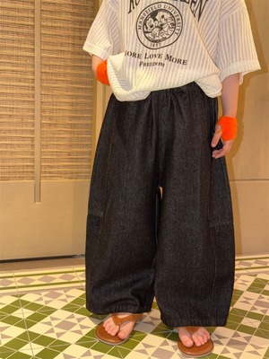 ルーズフィットワイドデニムパンツ（ブラック）XDJK 2026春｜90-150cm｜ボトムス｜ジーンズ｜ブラックデニム ［取寄］