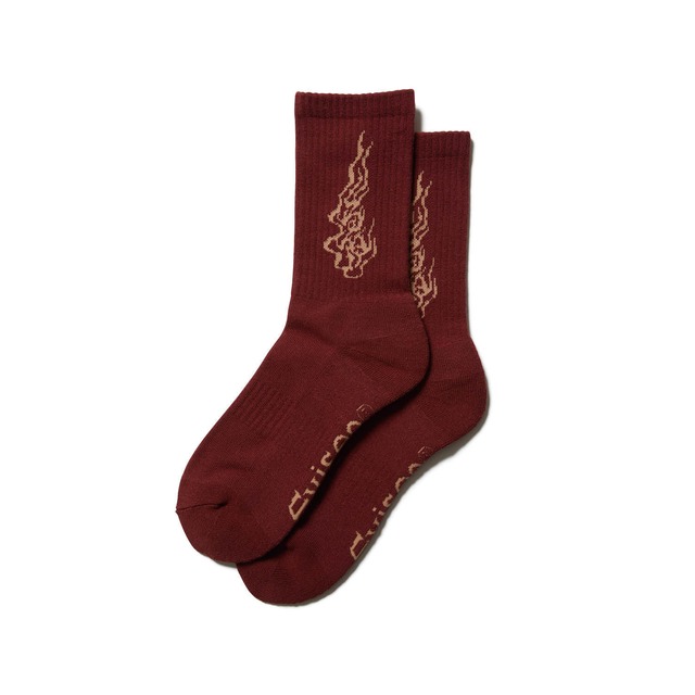 【Evisen Skateboards ゑ】EYE FIRE SOCKS(Wine)