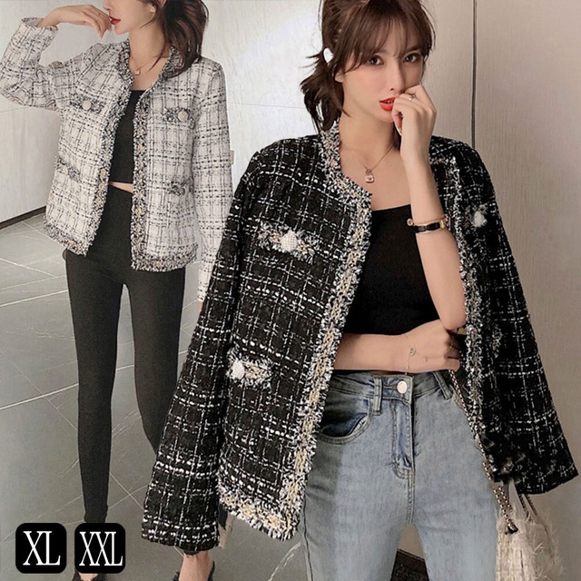 ツイード風 ジャケット レディース 秋冬 韓国 アウター おしゃれ きれいめ 大人 かわいい 通勤 オフィス ビジネス OL フォーマル 大人可愛い 大人女子