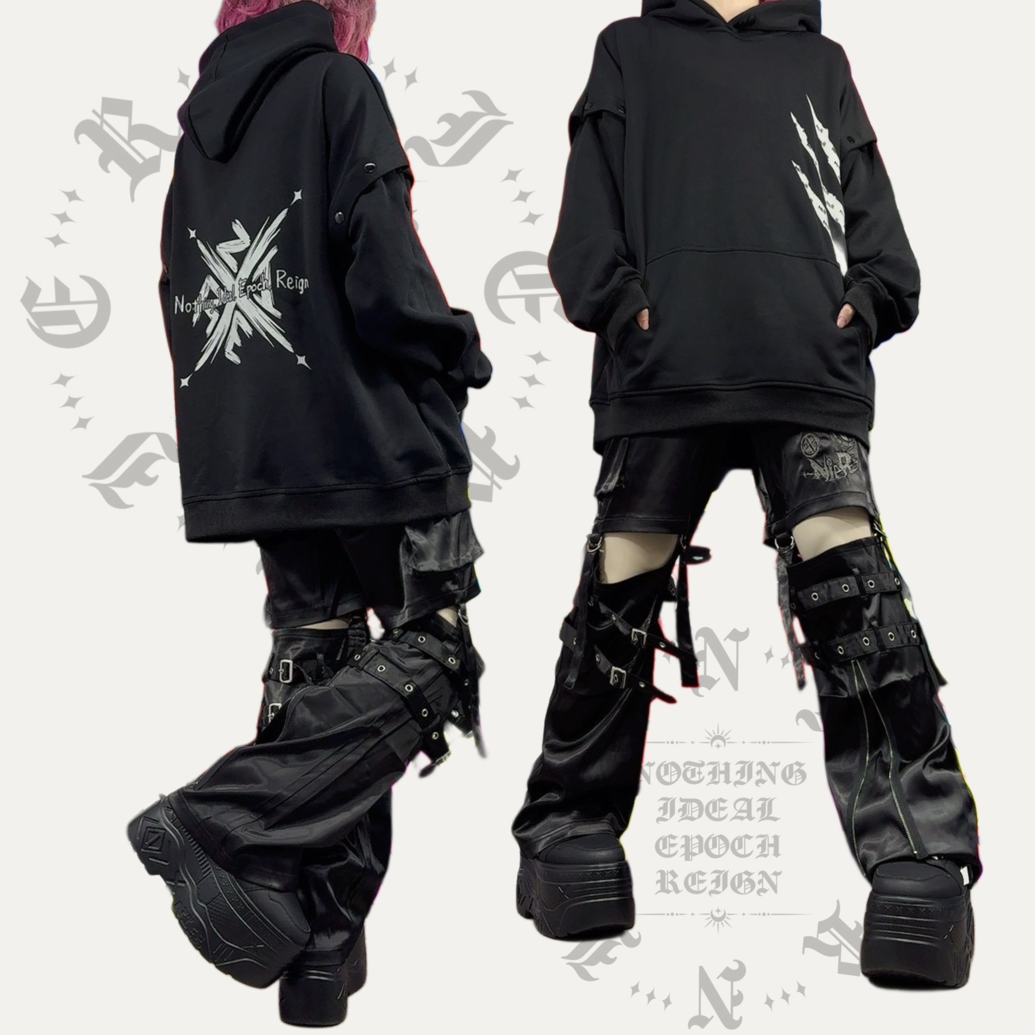 高品質サテン生地 STRAP BUCKLE 3WAY PANTS【FACE LOGO刺繍】 | NIER