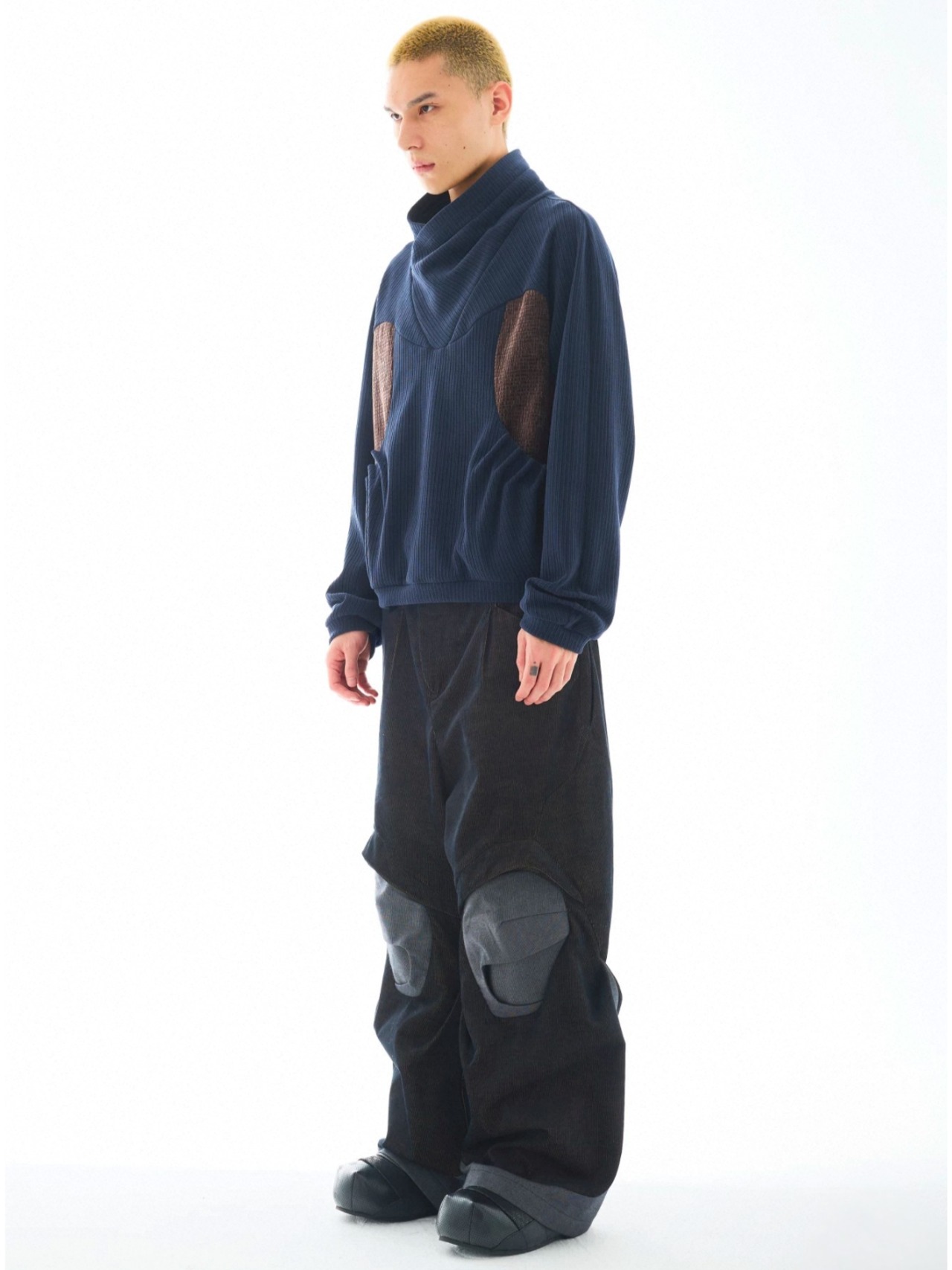 54A0 Deconstructed Wrap Neck Sweater