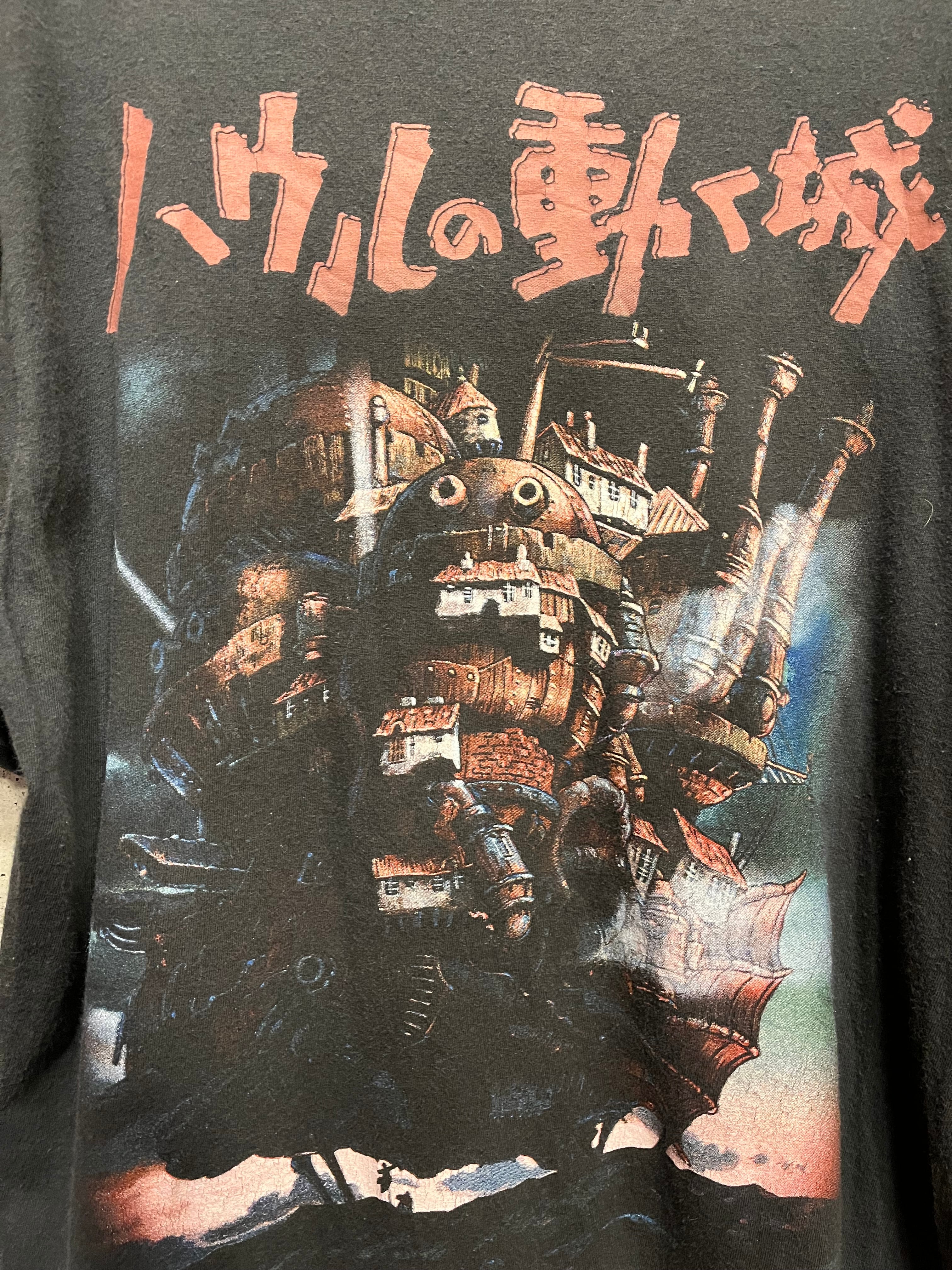 少し薄手ですハウルの動く城　長袖Tシャツ　XLサイズ　水色　ジブリ　映画　ムービーT *