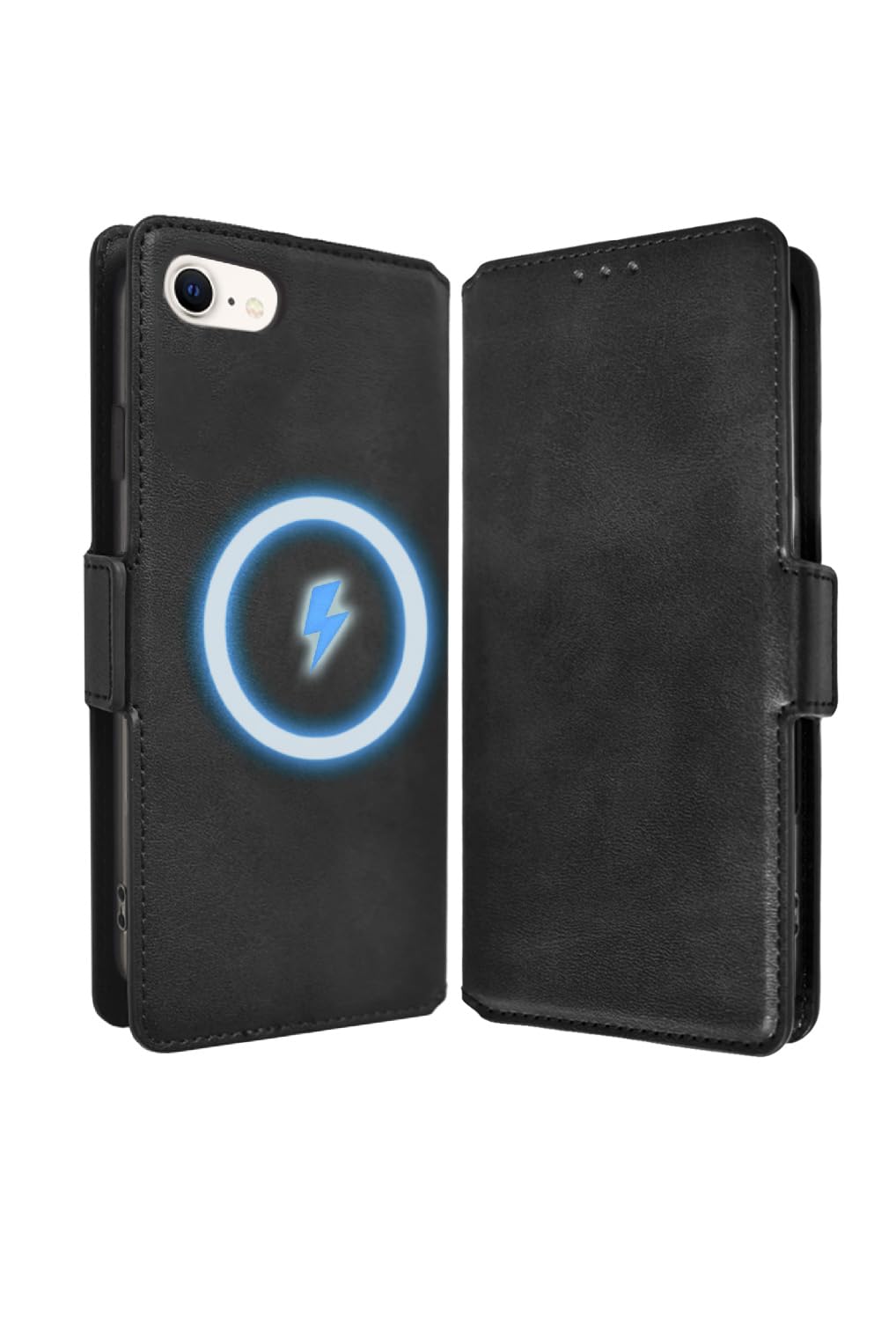 シズカウィルRe iPhone 8 / 7 / SE3 / SE2 ケース MagSafe対応 手帳型 カバー 本革調 スマホケース レザーケース 1個入り ブラック