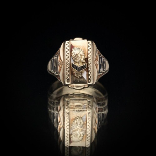 Vintage College Ring [JOSTEN 10kt Gold x Indian Emblem] [1952s-] Class Ring