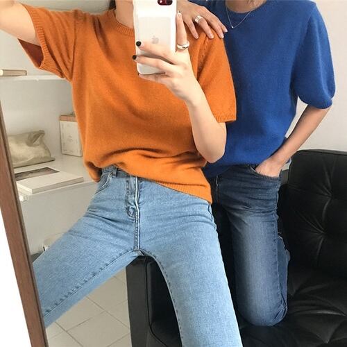 半そでニット シンプル