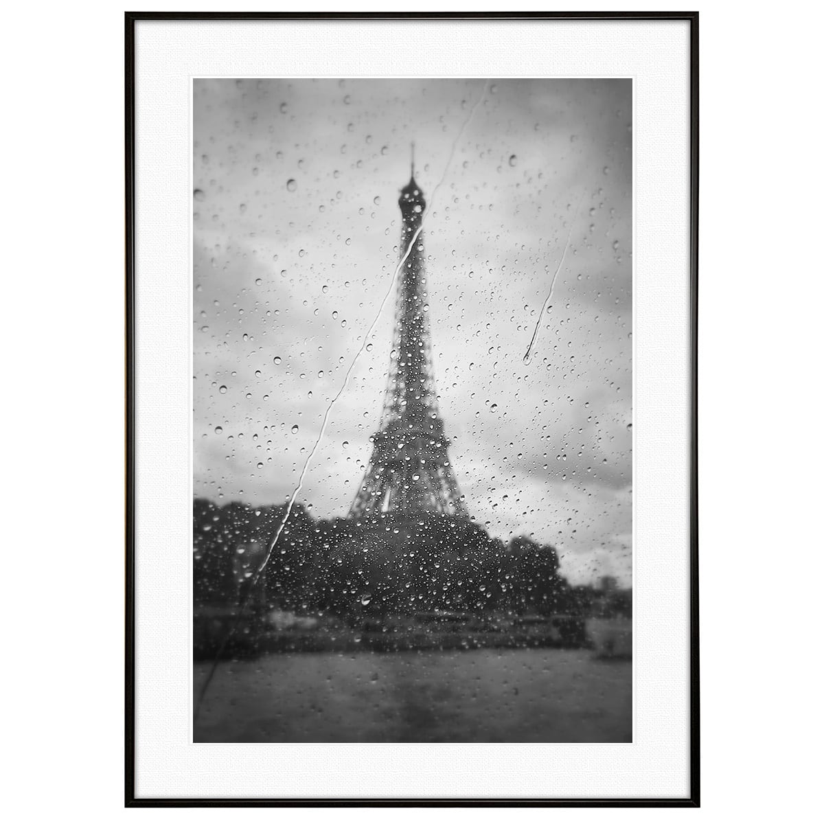 フランス写真 パリ 雨のエッフェル塔 モノクロ インテリアアート