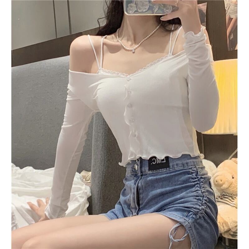 スリムカーディガンショートトップス セーター オータムジャケット ロング 秋物 ピュア 萌量不足52120213204