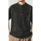 Band Collar Pocket Short-Sleeve Shirt ◇3color H0131