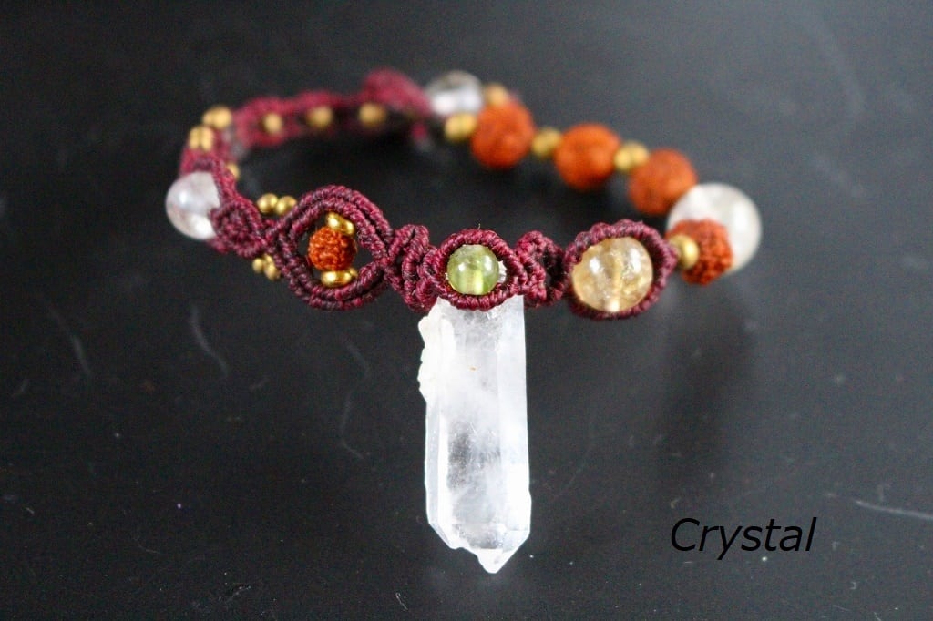 Crystal rudraksha macrame bracelet