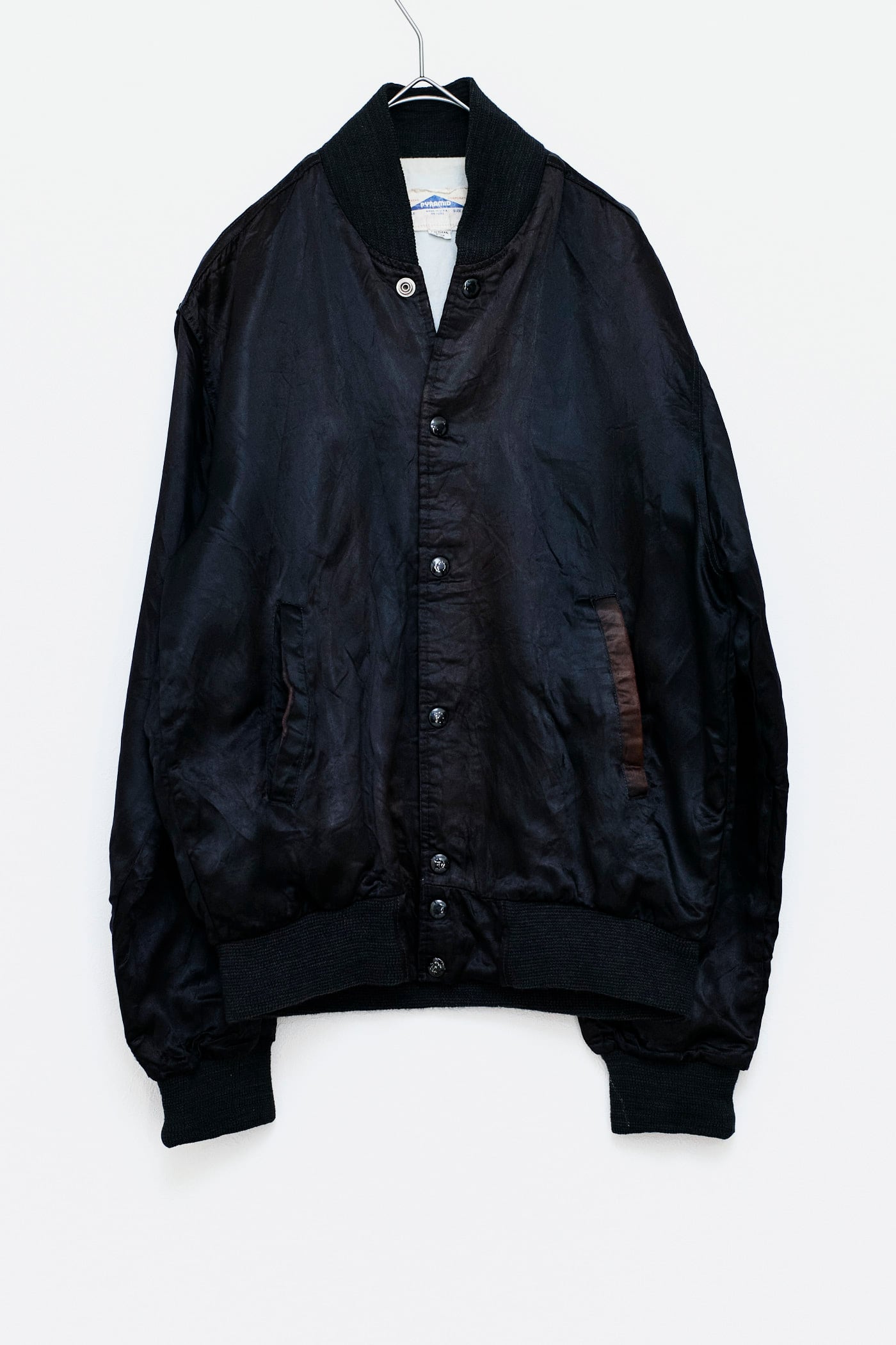 80s MTV EMPIRE 刺繍ロゴ サテンジャケット 黒 80's MTV LOGO BLACK EMBROIDERY SATIN JACKET | Reben