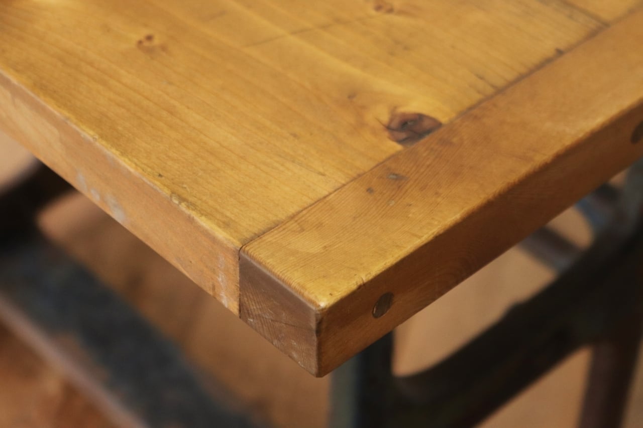 ヴィンテージ 作業台 テーブル 机 展示台 インダストリアル 天板 無垢