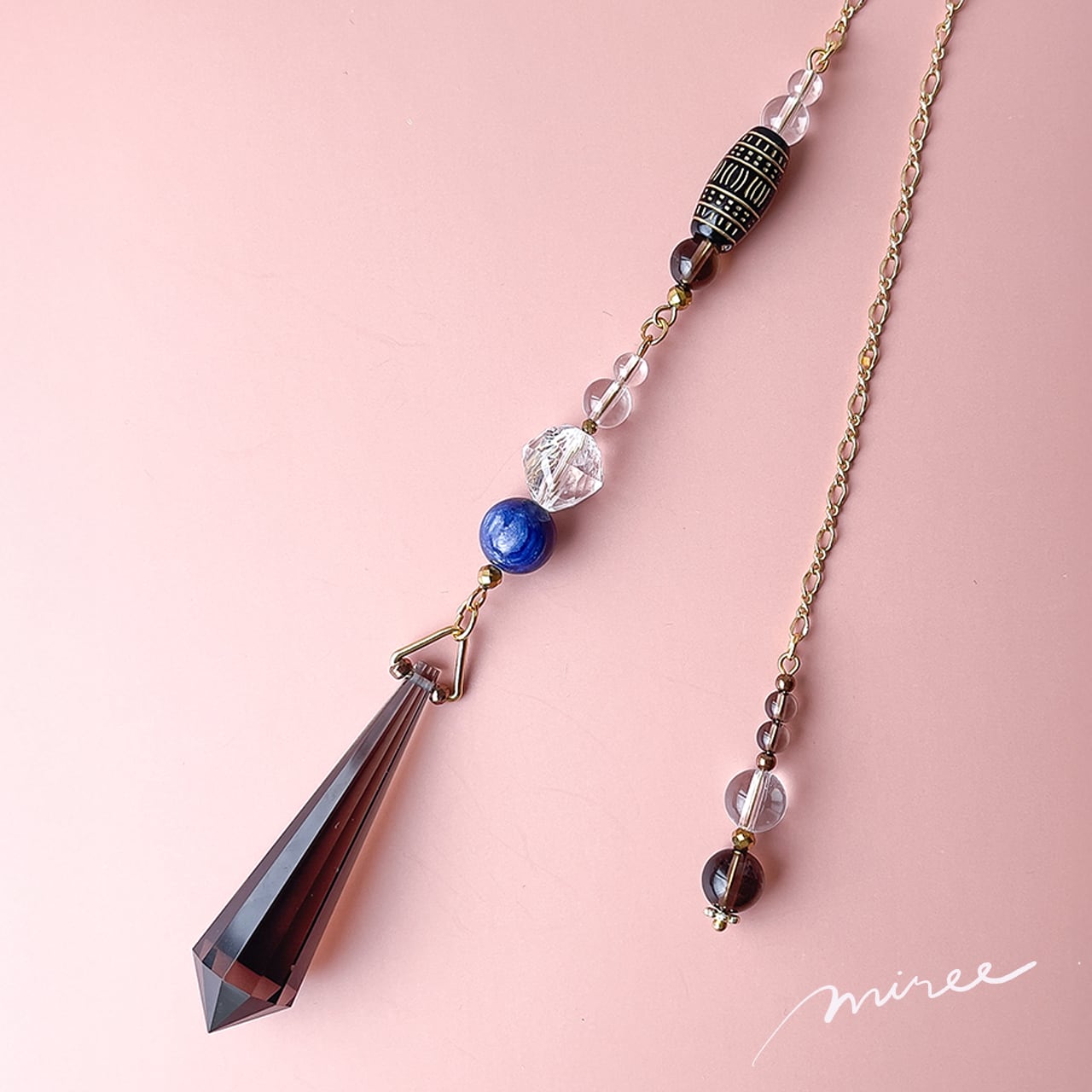 魂に降りそそぐ虹の声ペンデュラム【スモーキークォーツ×カイヤナイト】smoky quartz pendulum_34