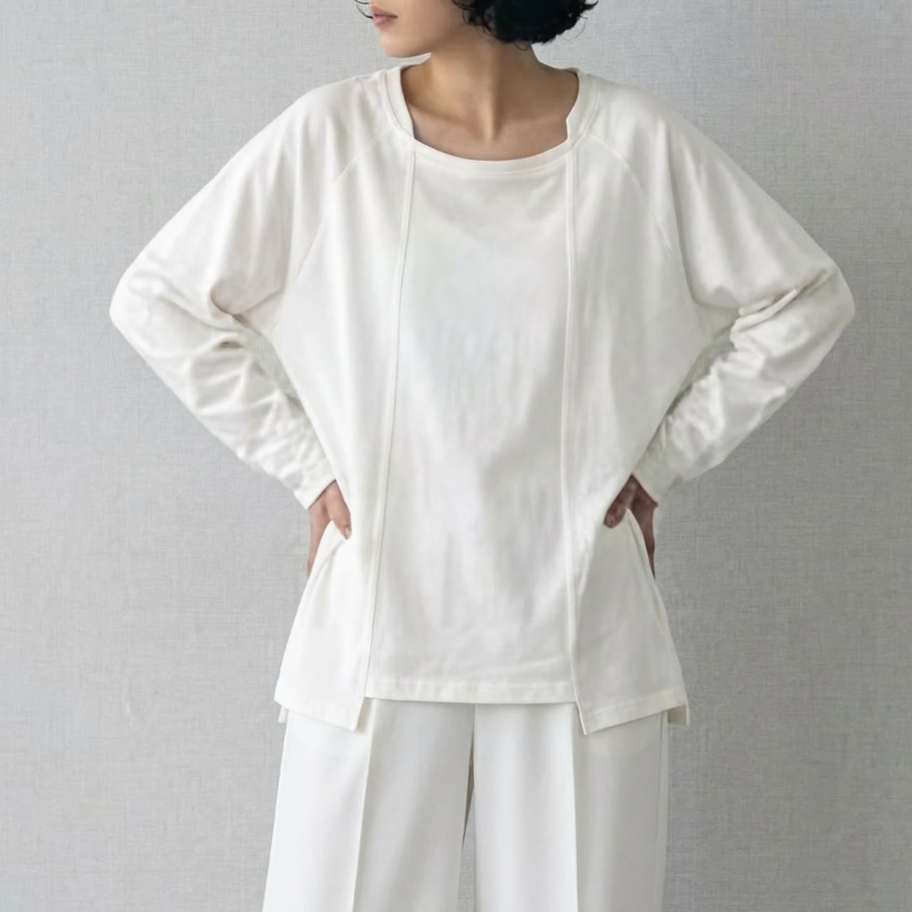 スクエアネックミディ丈ブラウス M00064