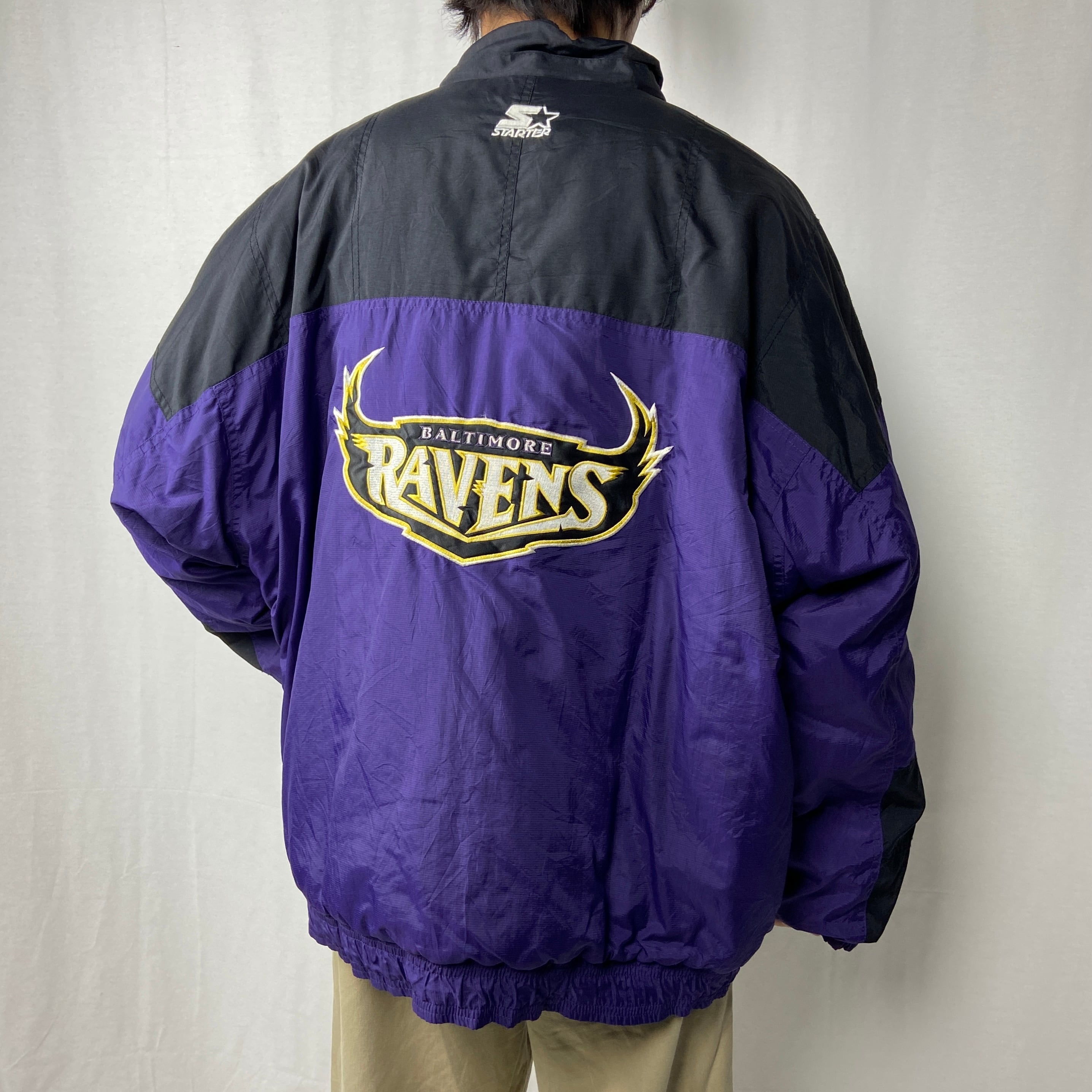 NFL レイブンズ ナイロンプルオーバー XL 黒紫 90s 古着 ストリート 90年代 STARTER スターター プルオーバー ナイロンジャケット NFL