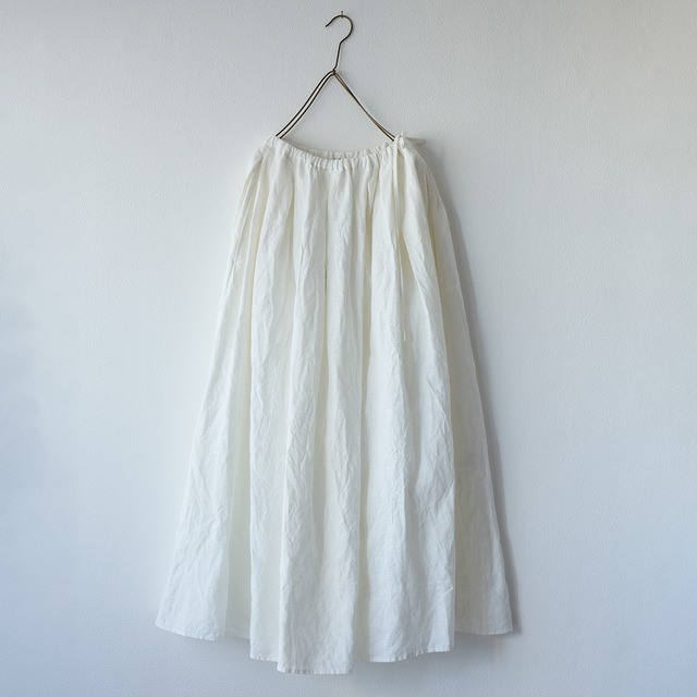 【7月入荷予定】Lithuanian linen tuck gather skirt ／new light weight linen〈ivory 〉