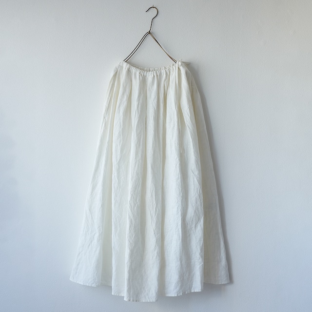【7月入荷予定】Lithuanian linen tuck gather skirt ／new light weight linen〈ivory 〉