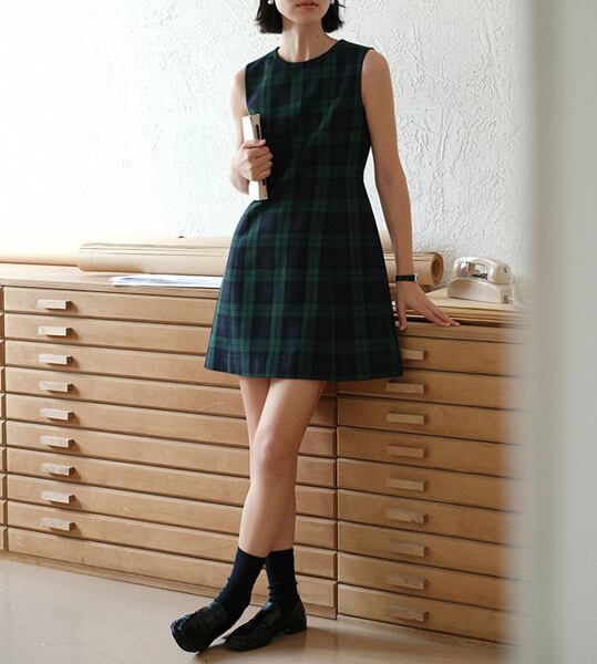 Darich ダーリッチ タータンチェックノースリミニワンピース FLサイズ ダーリッチ Darich タータンチェックノースリミニワンピース