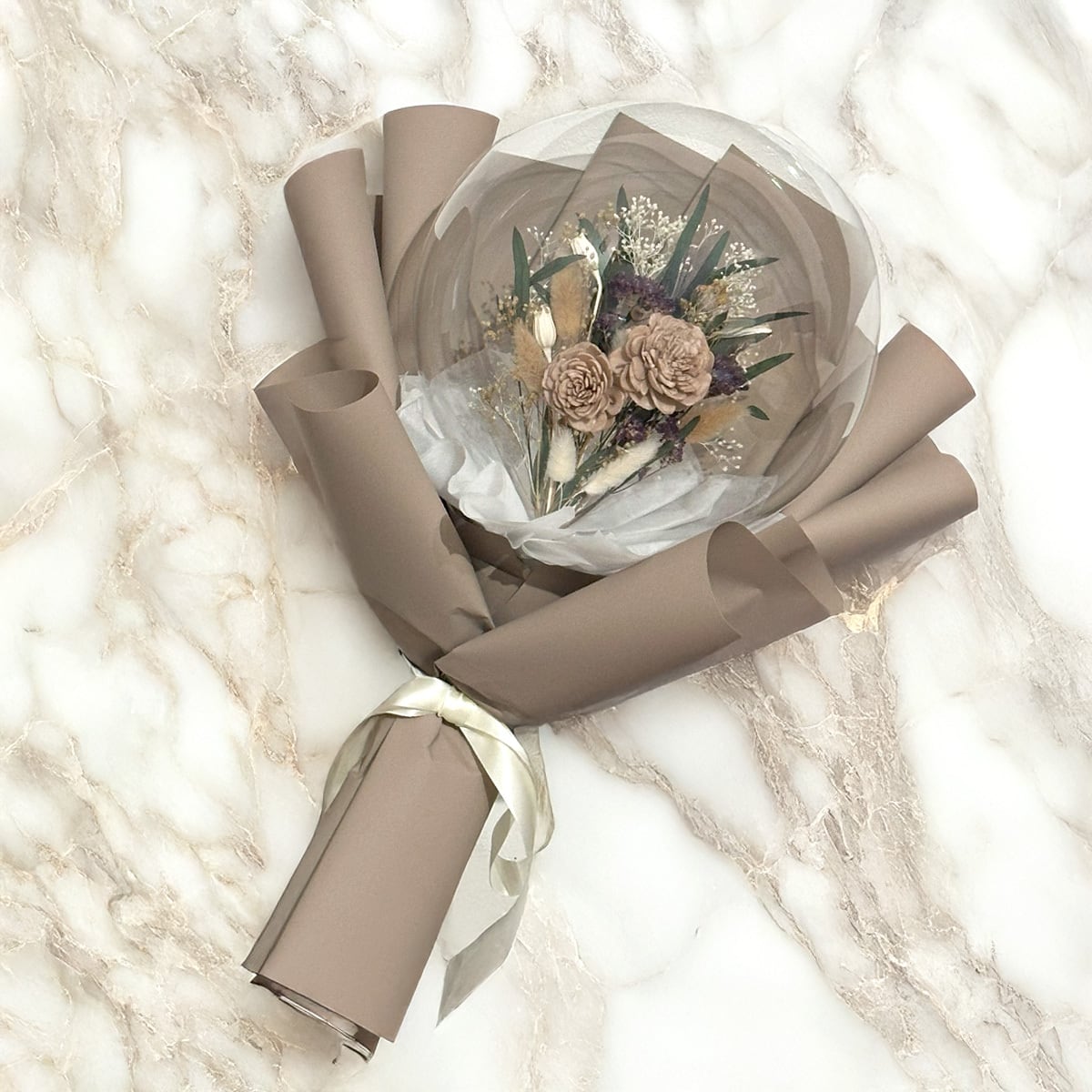 ローズ バルーンフラワー ブーケ くすみピンク 名入れ 文字入れ 風船