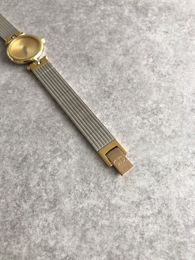 Christian Dior クリスチャン ディオール 腕時計 シルバー×ゴールド ロゴ ステンレススチール vintage ヴィンテージ オールド pmuyyi