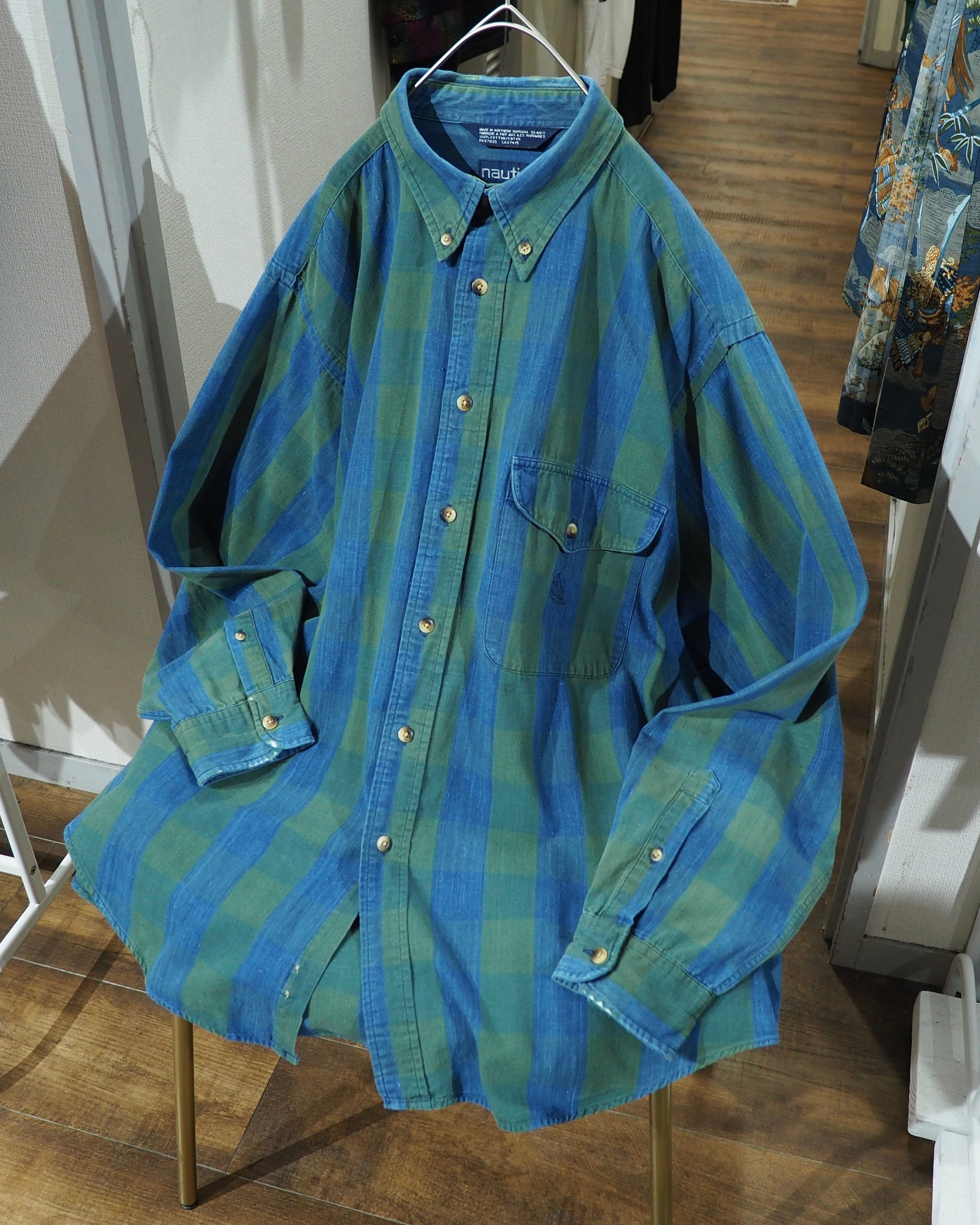 1990s " Old Nautica " Beautiful Buffalo check pattern vintage loose Button Down shirt