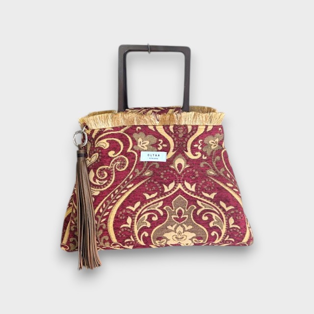 Convertible Bag with Leather Tassel / Red×Brown