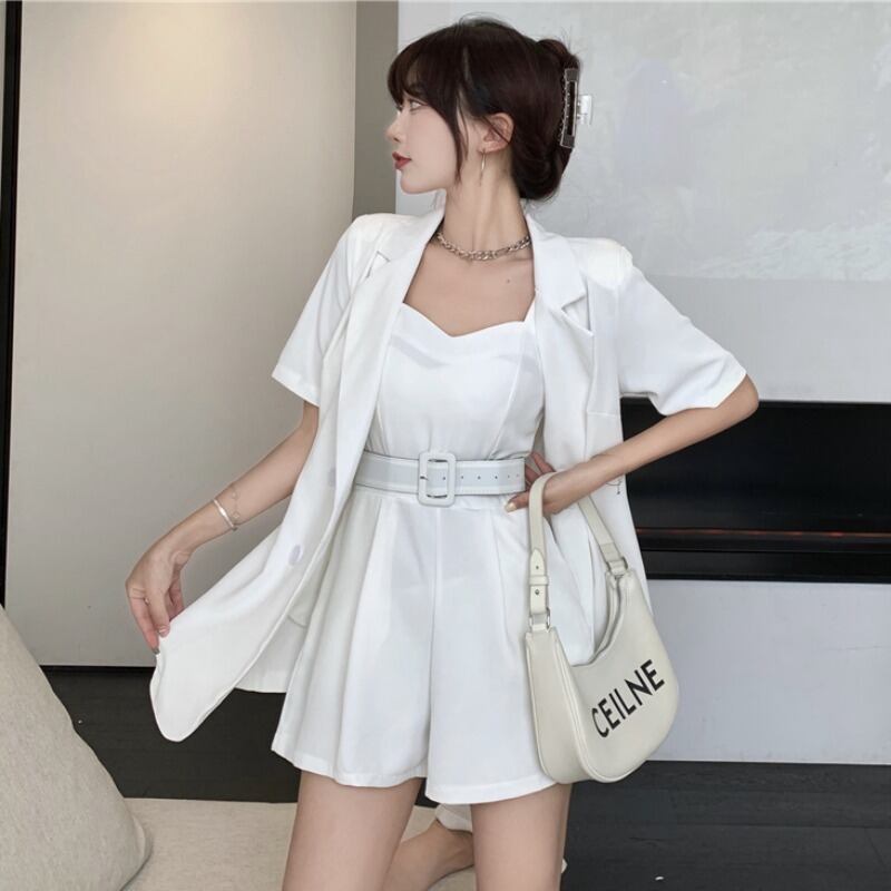 ブレザー ジャンプスーツ オールインワン ダブルブレスト薄手サマー 夏物 YY-ファッション68588896884