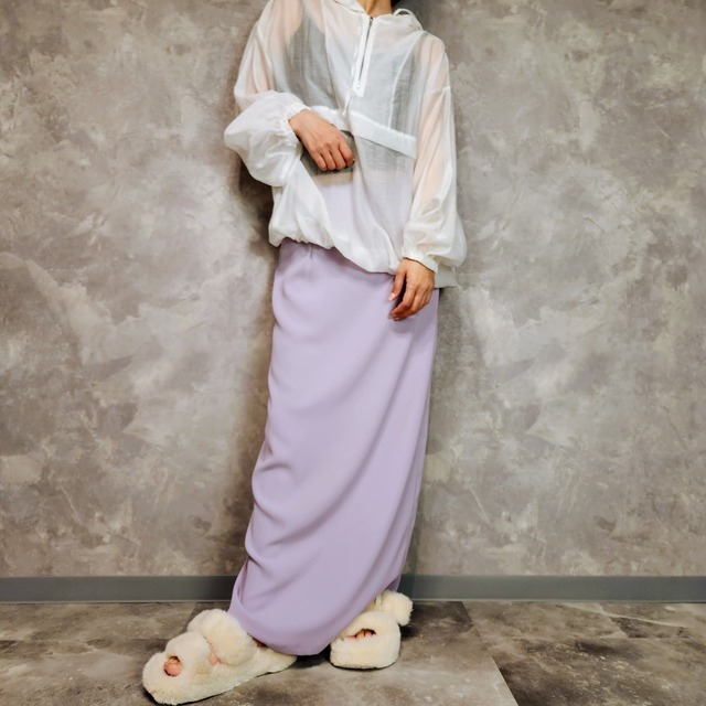 落ち感のあるスリットロングタイトスカート-purple-