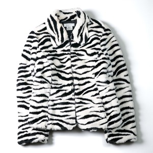 Vintage faux fur zebra pattern short jacket