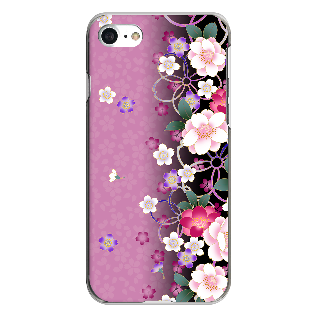 iPhone対応 スマホ ハードケース クリア 桜文様 和柄 日本 【iPhone17 / iPhone16e / AQUOS / Xperia 他 iPhone / Android ほぼ全機種対応】 |skrad080
