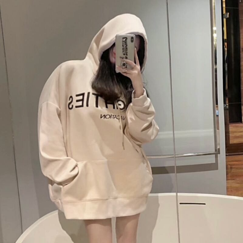 セーター オータムウィンタースタイルルーズフードプリントトップス 秋物 冬物 1号婦人22107811317