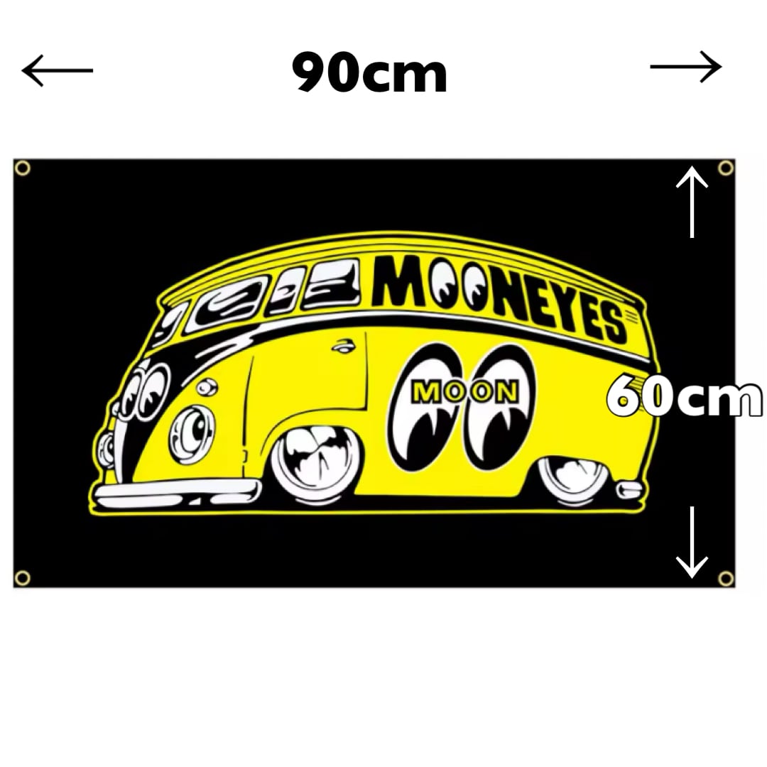 送料無料 ムーンアイズ フラッグ バナー 60cmx90cm MOONEYES バス