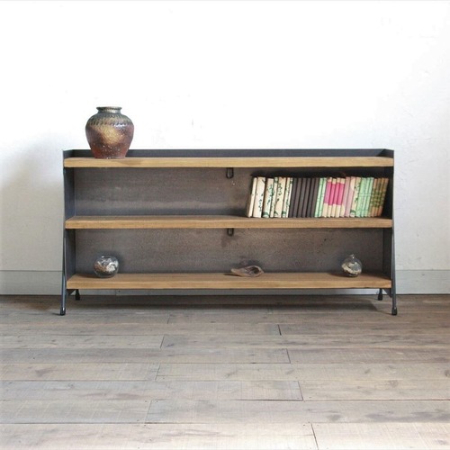 オーダー専用 アイアンのブックシェルフ #2 黒皮仕上げ W120cm