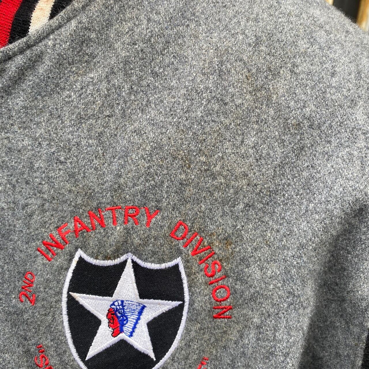 アメリカ陸軍 第2歩兵師団 ワッペン 刺繍 スタジャン 袖レザー メンズM