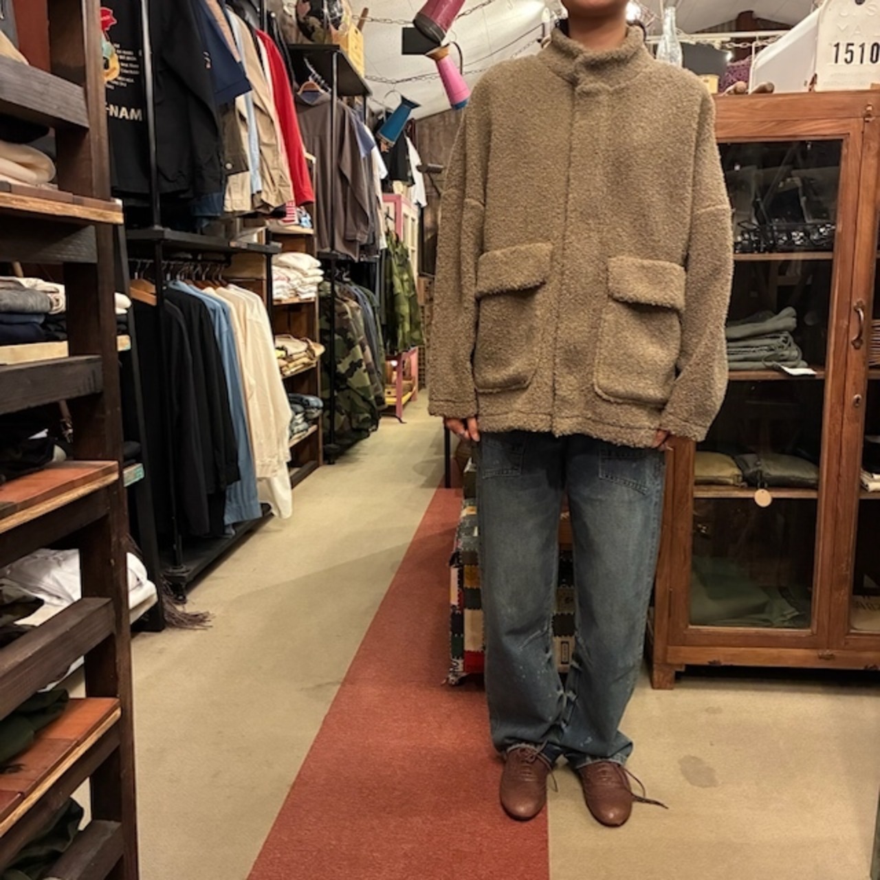 UNIVERSAL TISSU　ユニヴァーサルティシュ　 ボアオーバーサイズブルゾン　ベージュ　ジップアップ　ジャケット　アウター　羽織　