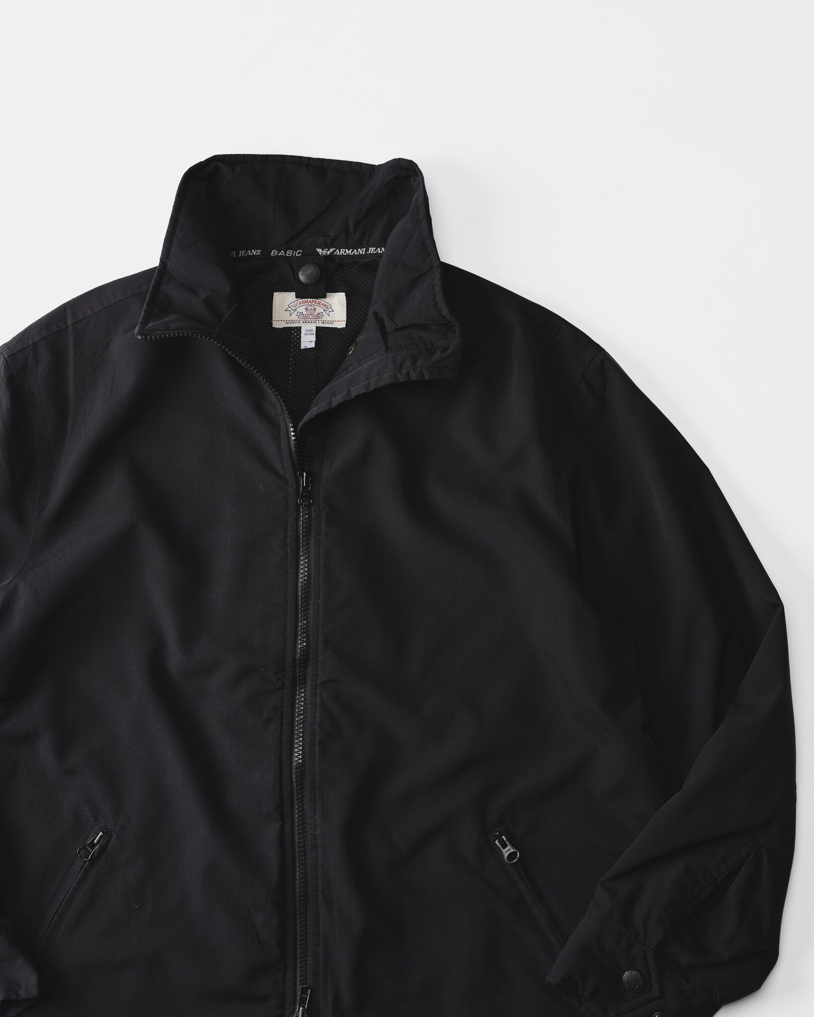 1990's] “ARMANI JEANS” Technical Shelled Zip-Up Jacket