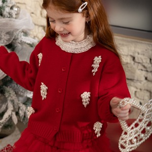 冬ハンドメイドビーズカーディガン