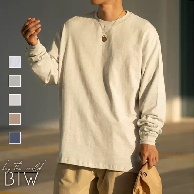 【韓国メンズファッション】ラウンドネック長袖Tシャツ シンプル ベーシック カジュアル ユニセックス カラバリ豊富 BW2435